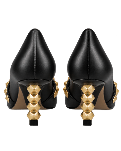 Rockstud pumps with sculptural heel in calfskin 70mm