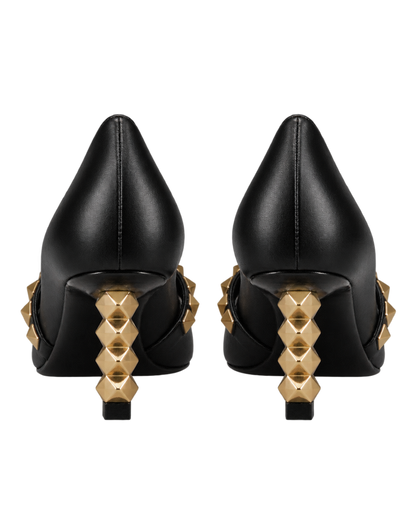 Rockstud pumps with sculptural heel in calfskin 70mm