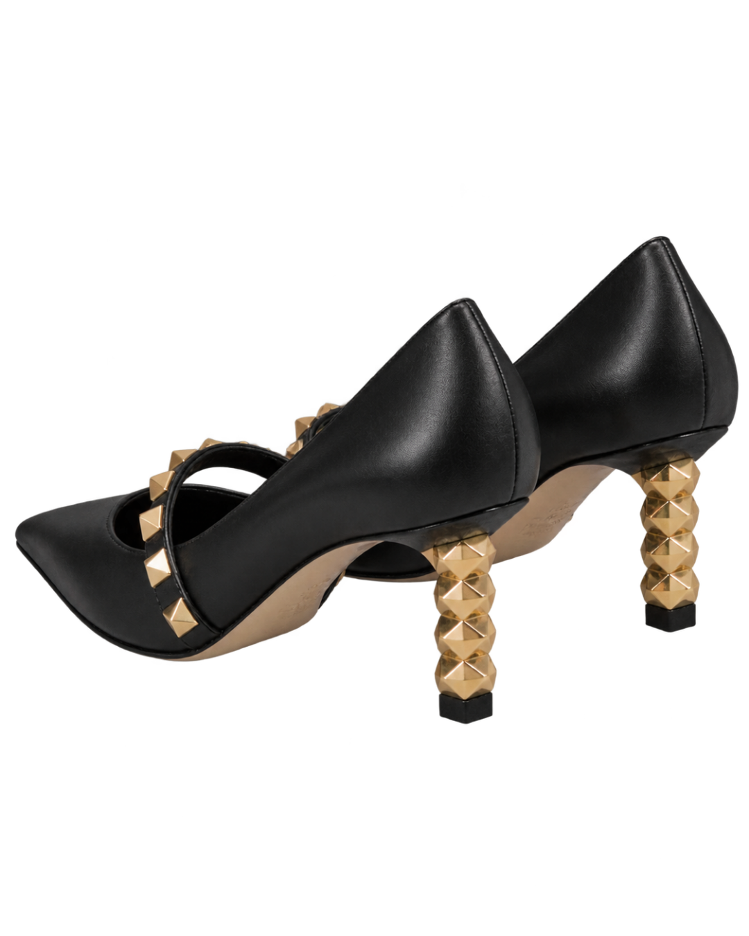 Rockstud pumps with sculptural heel in calfskin 70mm