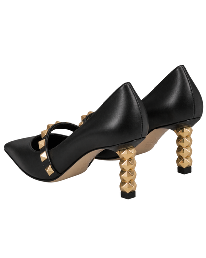 Rockstud pumps with sculptural heel in calfskin 70mm