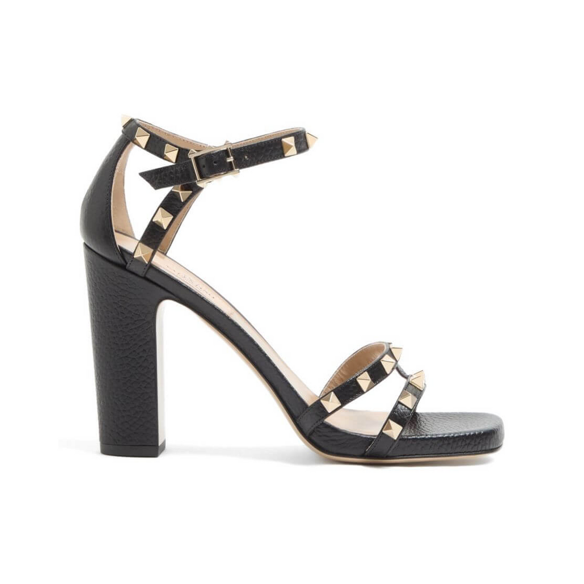 Rockstud sandals in elk print calfskin 100mm