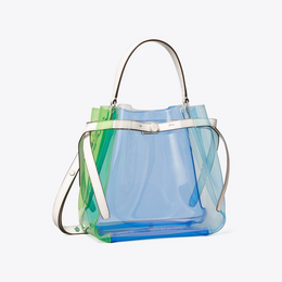 Romy Color-Block Clear Bucket Bag
