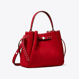 Romy Suede Pick Stitch Bucket Bag