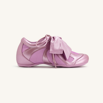 Rosie Metallic Bow Tie Low Top Sneakers - Pink