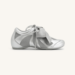 Rosie Metallic Bow Tie Low Top Sneakers - Silver