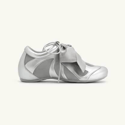 Rosie Metallic Bow Tie Low Top Sneakers - Silver