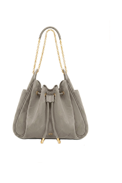 Rowan Faux Suede Quilted Chain Bucket Bag - Blue