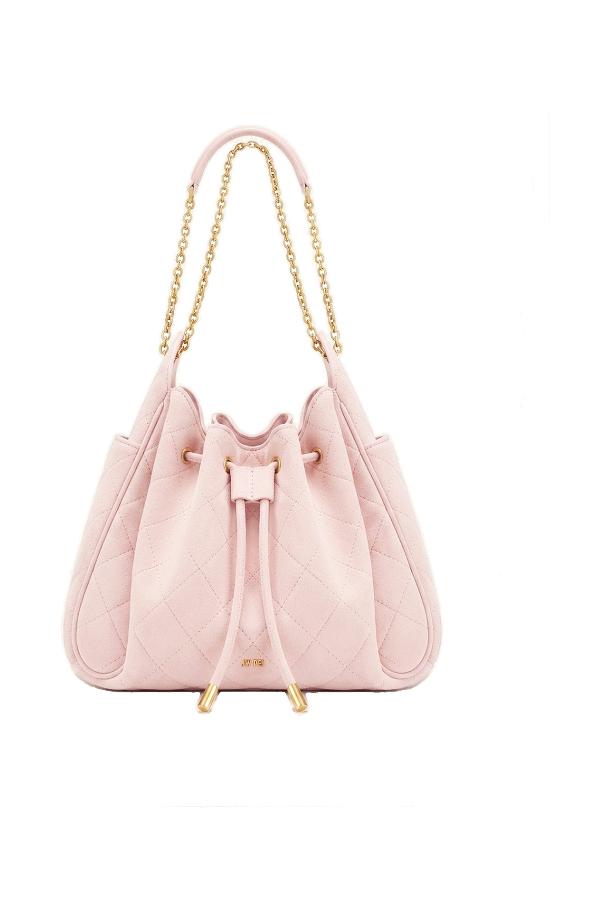 Rowan Faux Suede Quilted Chain Bucket Bag - Blue