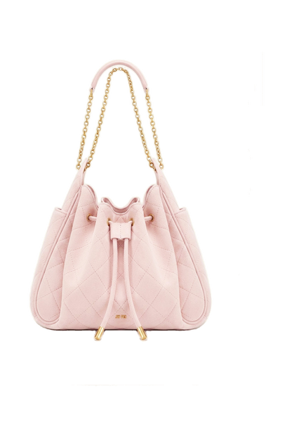 Rowan Faux Suede Quilted Chain Bucket Bag - Blue