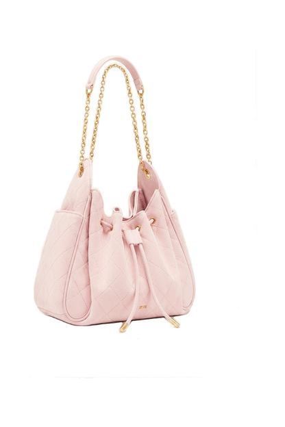 Rowan Faux Suede Quilted Chain Bucket Bag - Blue