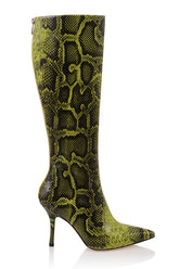 Green print knee high boots