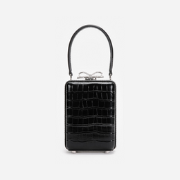 Black Croc Leather Micro Bag