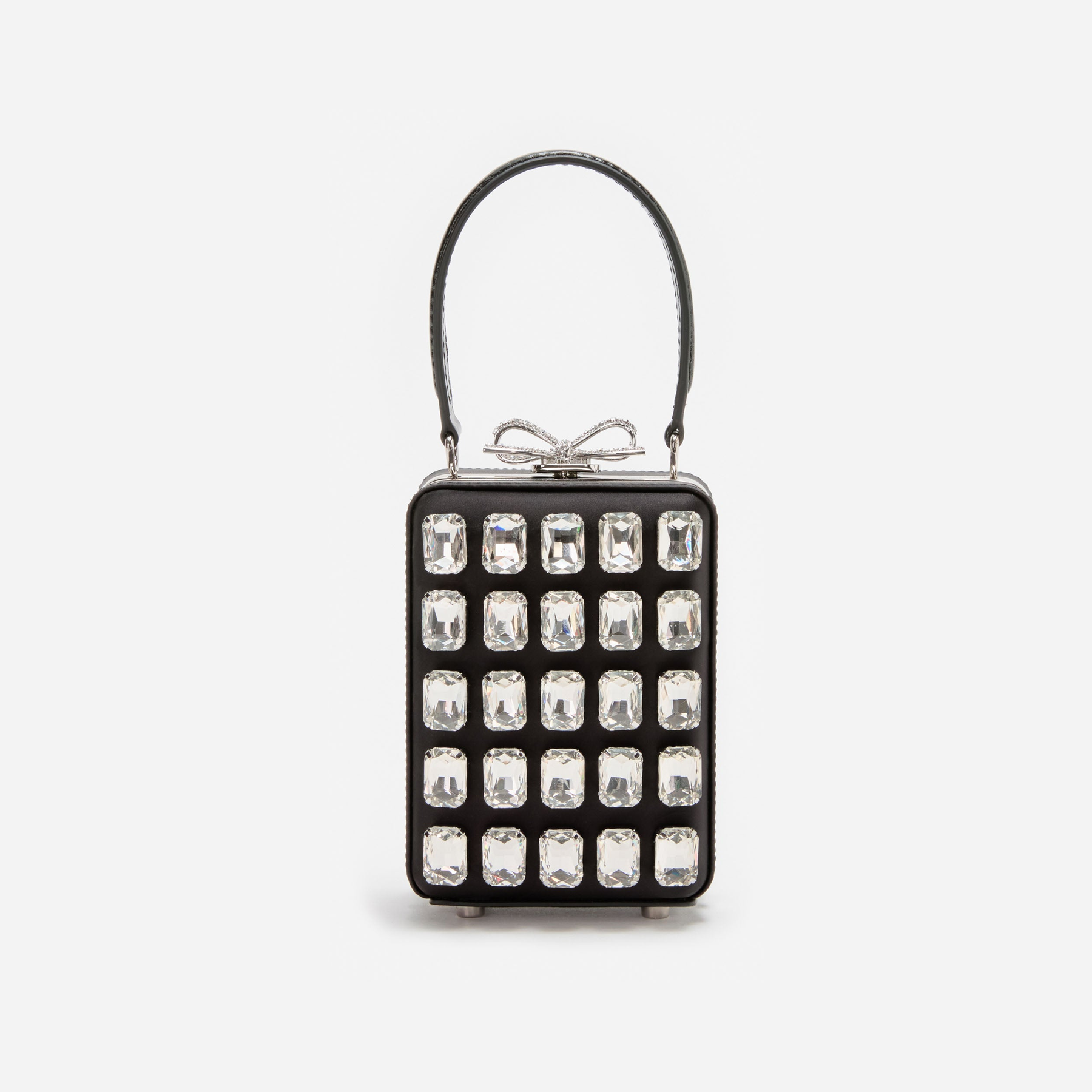 Black Satin Crystal Micro Bag