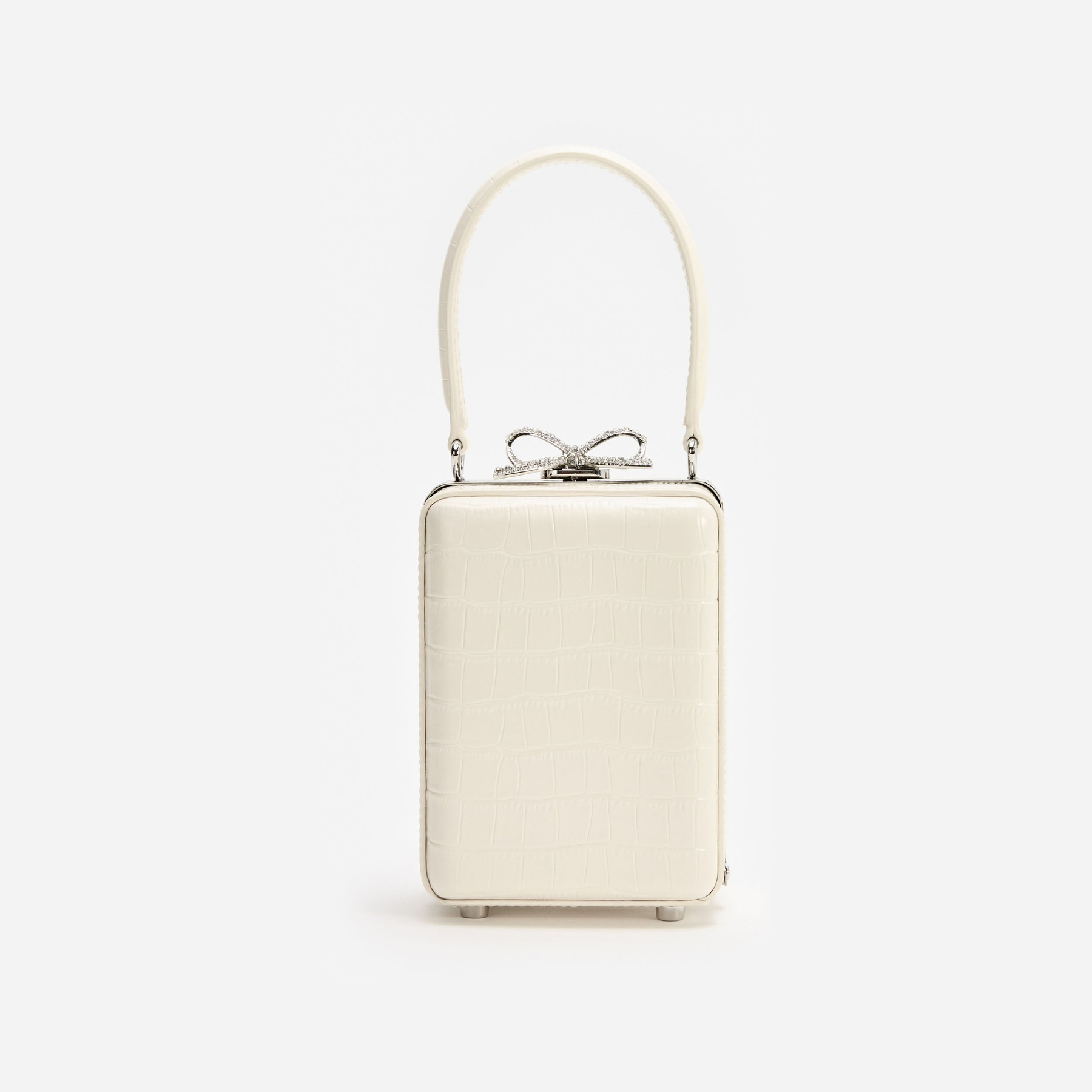Cream Croc Leather Micro Bag