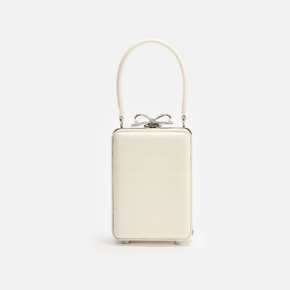 Cream Croc Leather Micro Bag