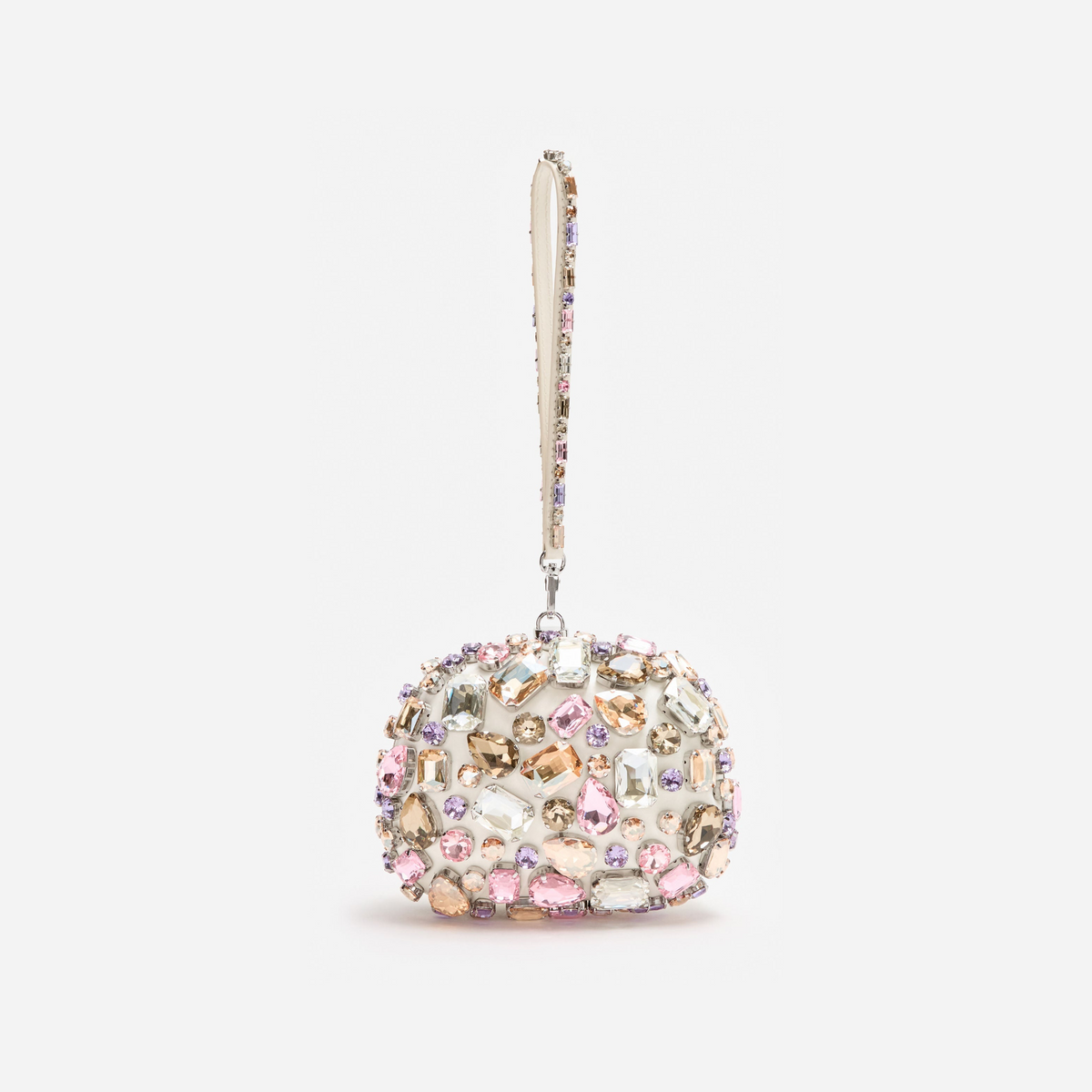 Multi Crystal Embellished Top Handle Clutch Bag