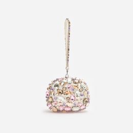 Multi Crystal Embellished Top Handle Clutch Bag
