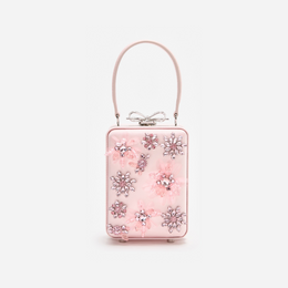 Pink Satin Floral Beaded Micro Bag