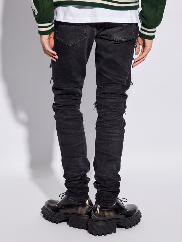 Amiri Bandana Camo Thrasher Jeans in Faded Black