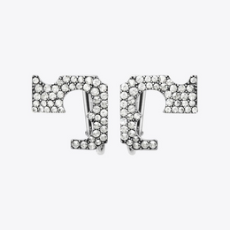 Runway Pavé Serif T Clip-On Earrings