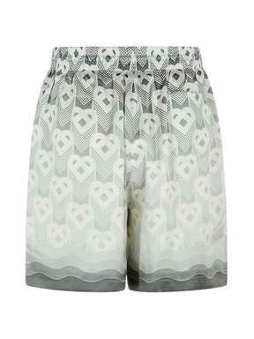 Casablanca Gradient Heart Monogram Silk Shorts in Grey