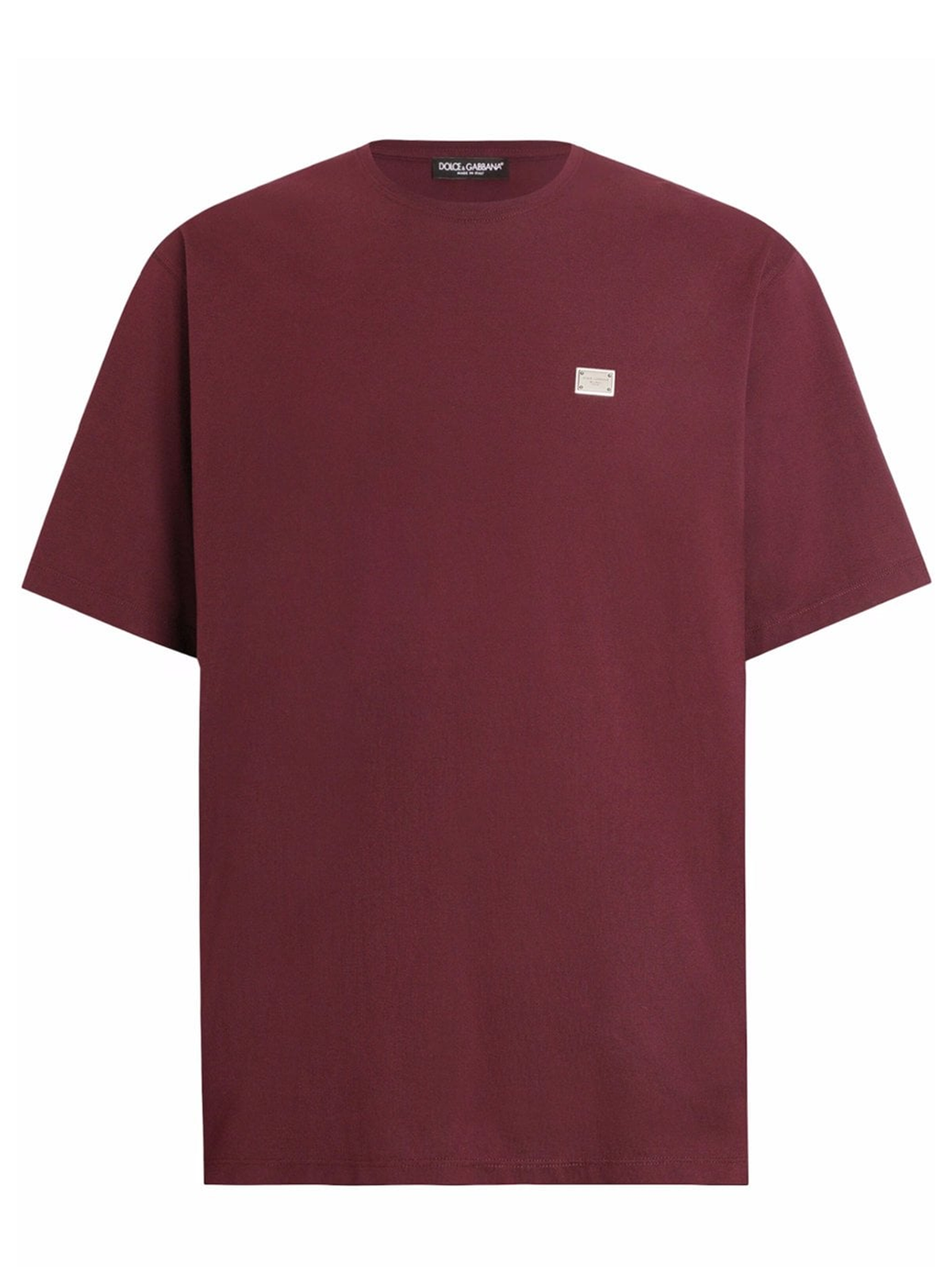 Dolce & Gabbana Plaque Logo T-Shirt in Burgundy