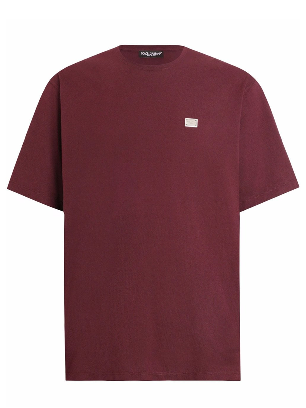 Dolce & Gabbana Plaque Logo T-Shirt in Burgundy