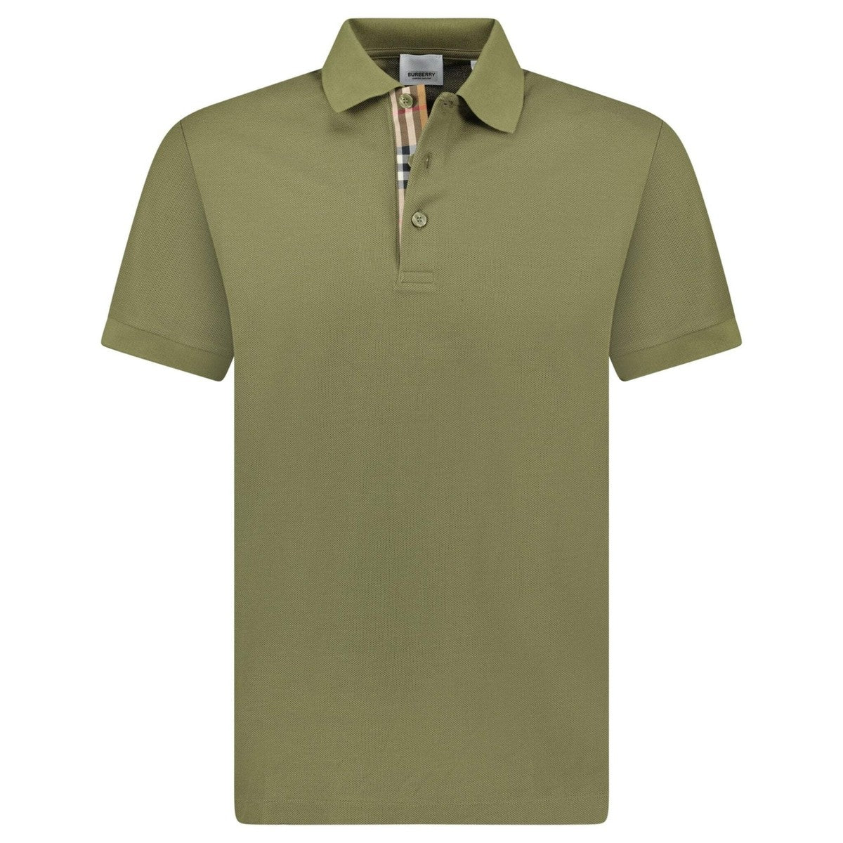 Burberry Olive Green Vintage Check Placket Polo