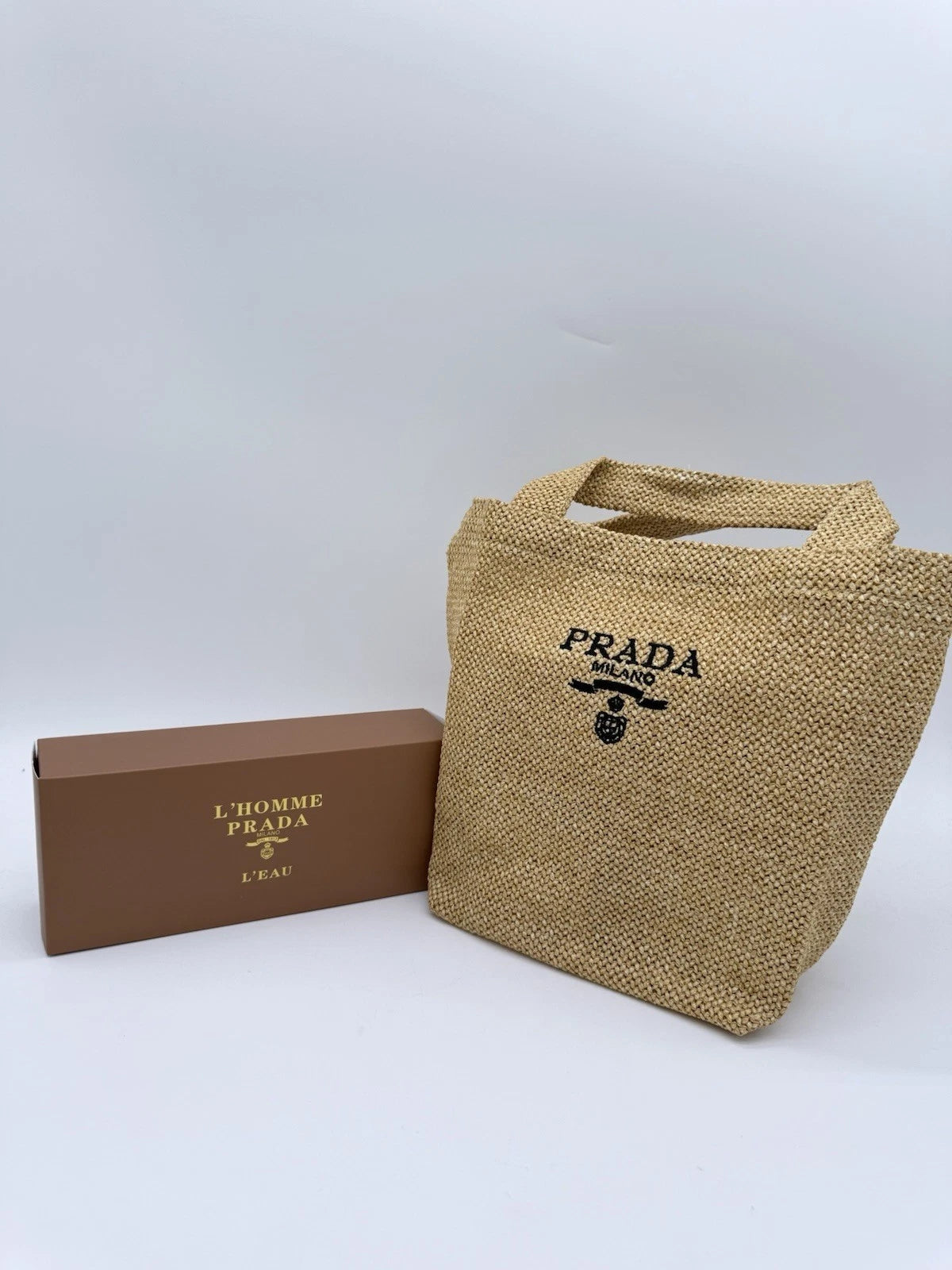 Prada Perfume Raffia Straw VIP Cosmetic Pouch