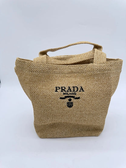 Prada Perfume Raffia Straw VIP Cosmetic Pouch