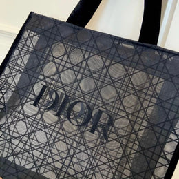 Christian Dior Black Velvet Mesh Tote Bag