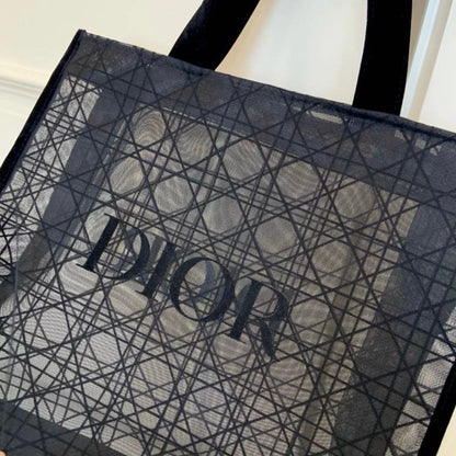 Christian Dior Black Velvet Mesh Tote Bag