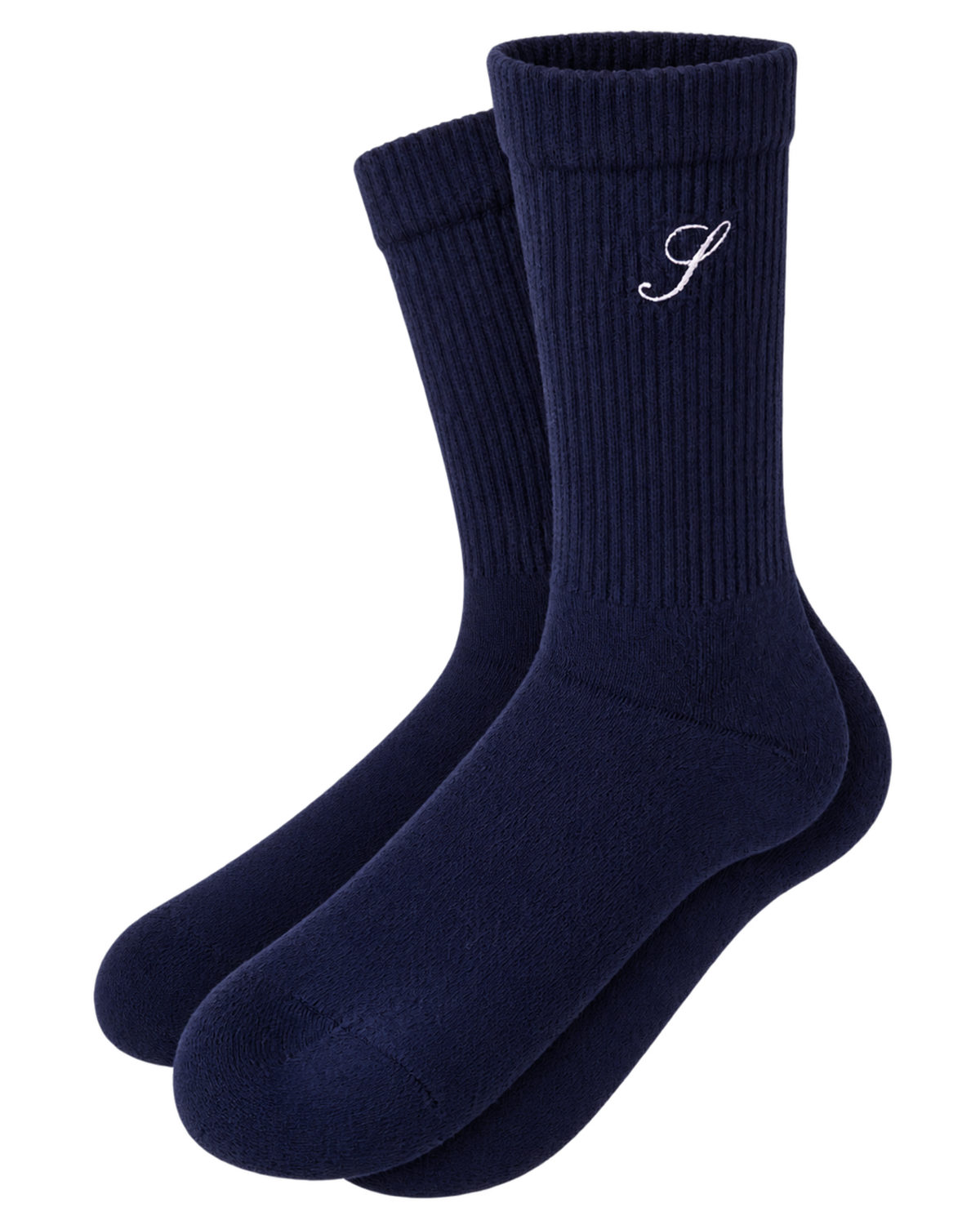 S Logo Wide Rib Cotton Socks - Dark Navy
