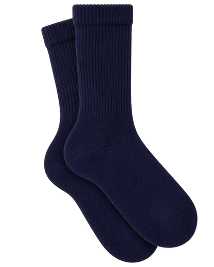 S Logo Wide Rib Cotton Socks - Dark Navy