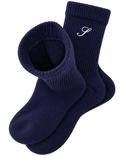 S Logo Wide Rib Cotton Socks - Dark Navy