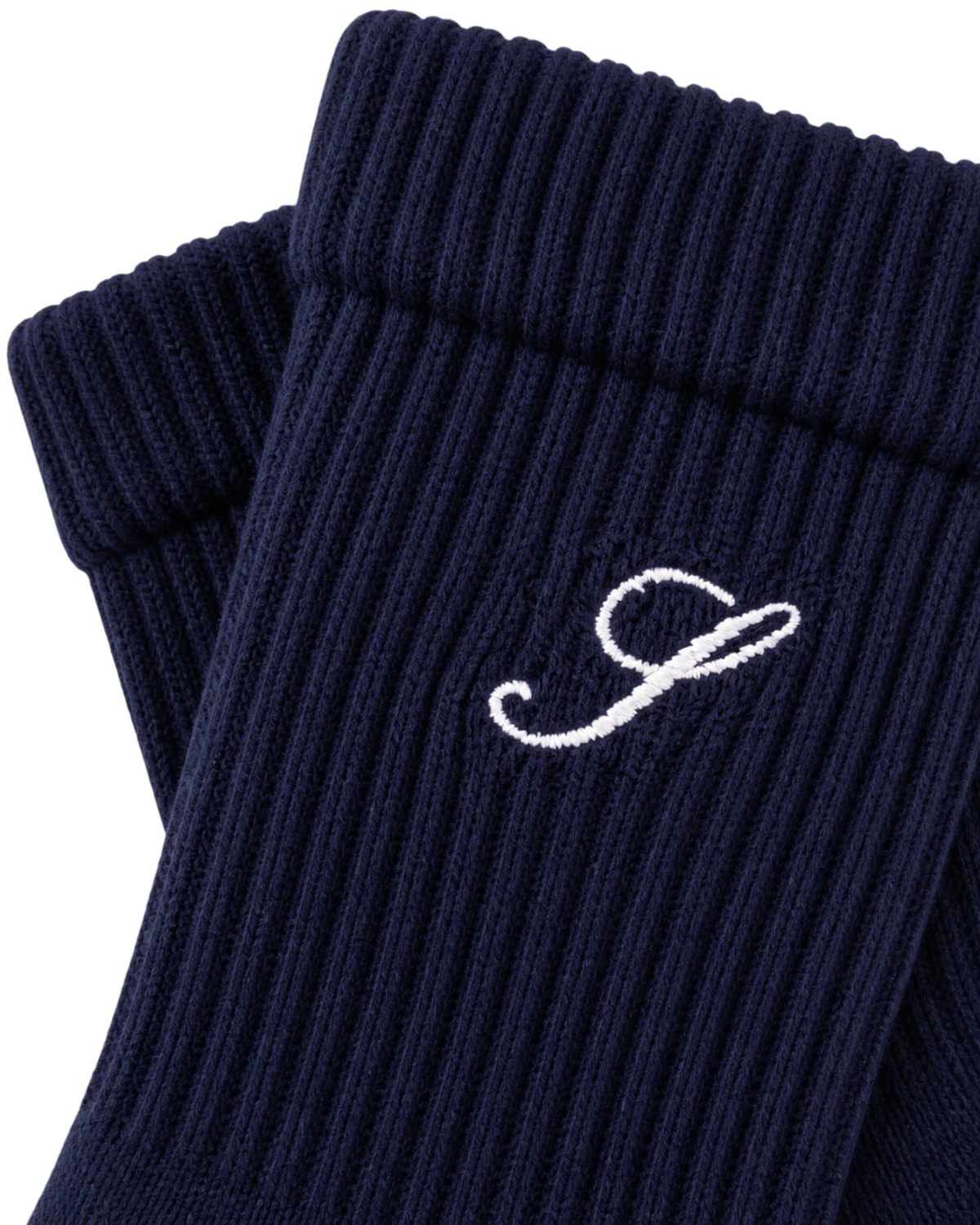 S Logo Wide Rib Cotton Socks - Dark Navy