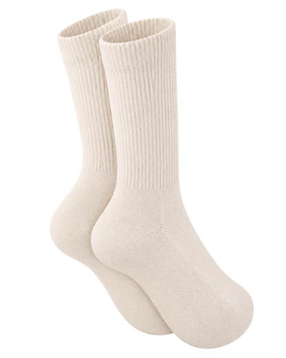 S Logo Wide Rib Cotton Socks - Ecru