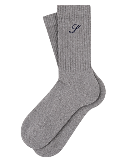 S Logo Wide Rib Cotton Socks - Heather Gray