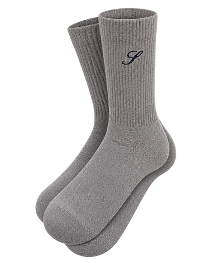 S Logo Wide Rib Cotton Socks - Heather Gray