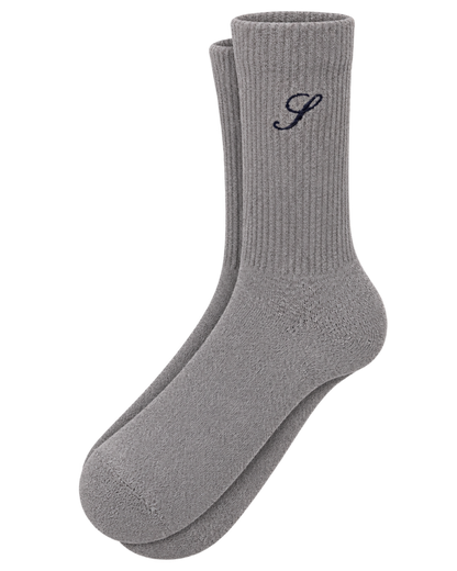 S Logo Wide Rib Cotton Socks - Heather Gray