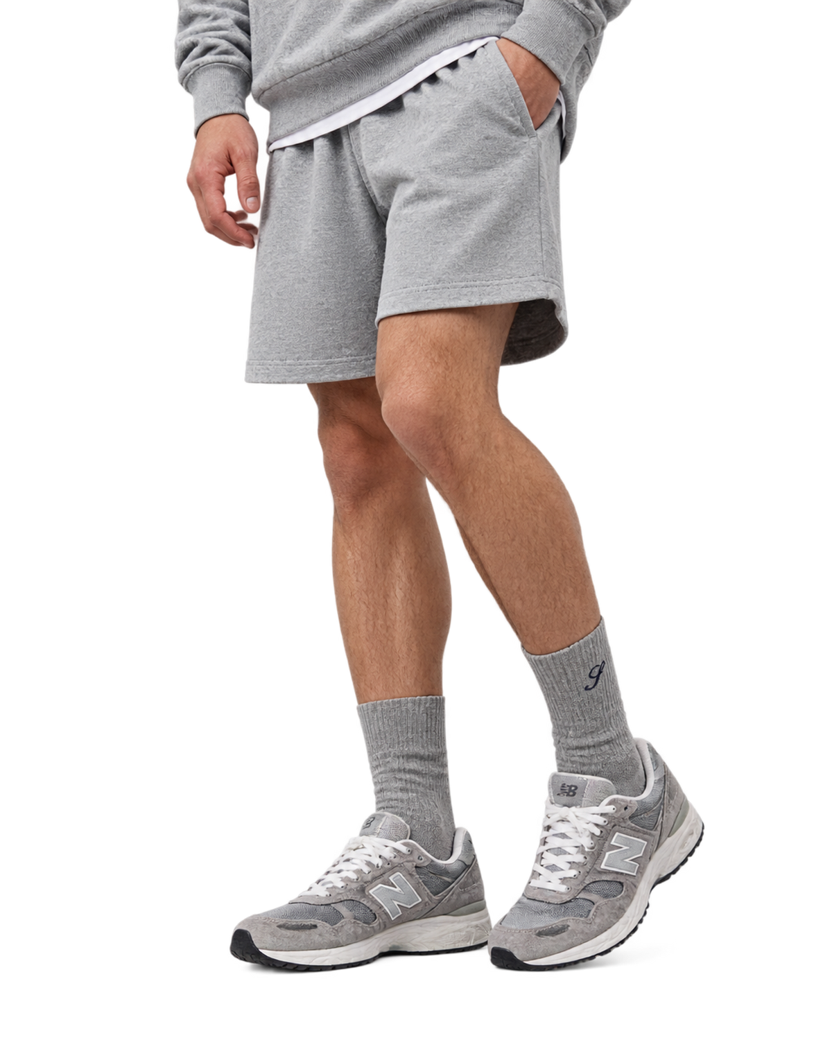 S Logo Wide Rib Cotton Socks - Heather Gray