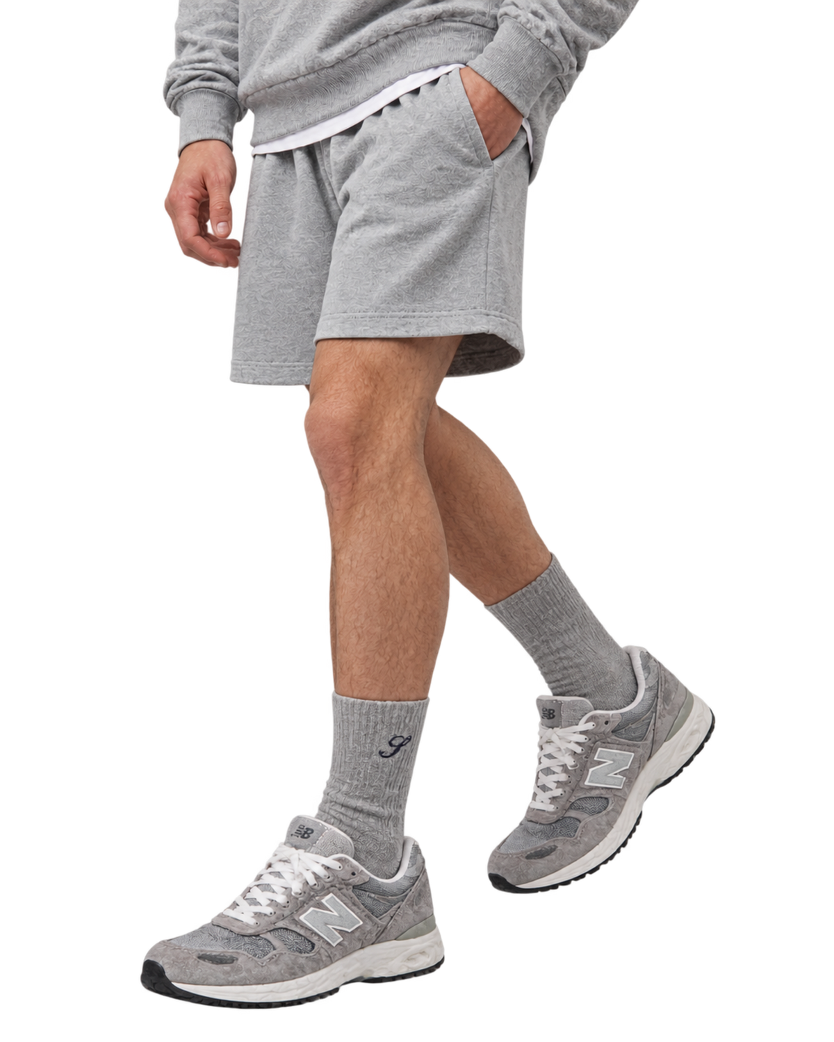 S Logo Wide Rib Cotton Socks - Heather Gray