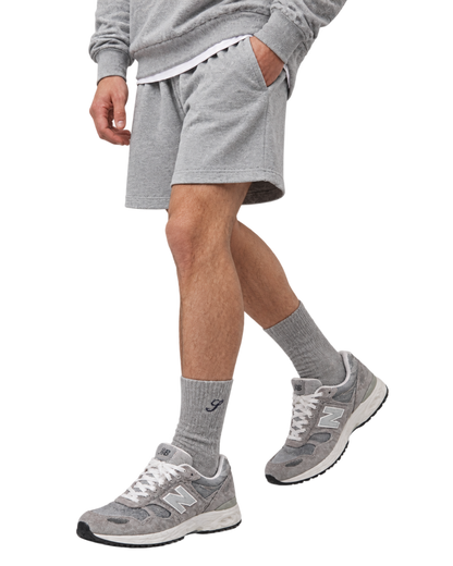 S Logo Wide Rib Cotton Socks - Heather Gray