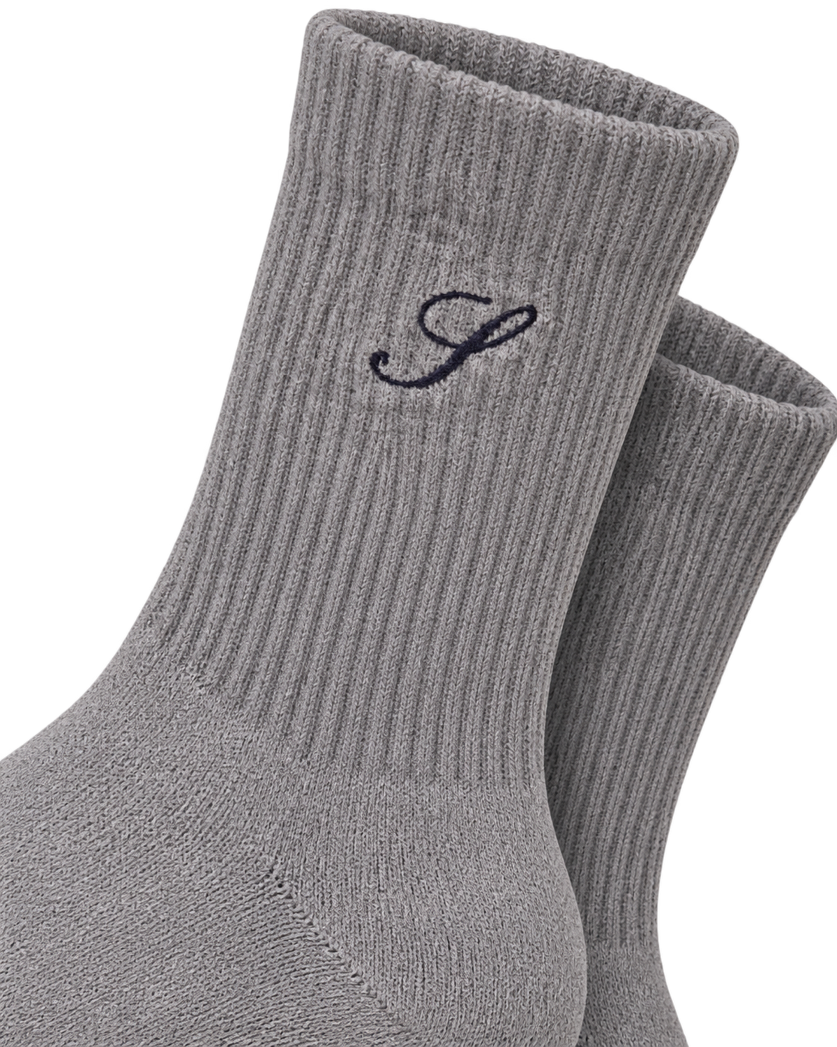 S Logo Wide Rib Cotton Socks - Heather Gray