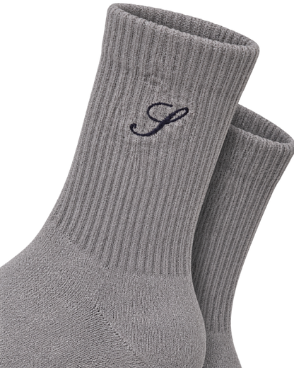 S Logo Wide Rib Cotton Socks - Heather Gray