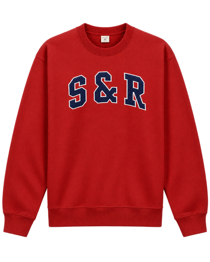 S&R Ivy Crewneck - Ruby/Navy