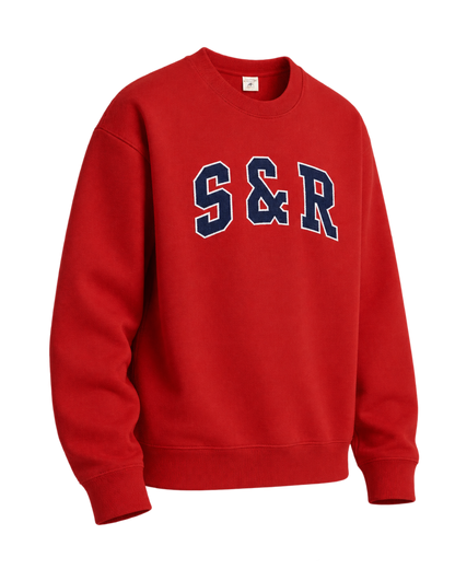 S&R Ivy Crewneck - Ruby/Navy