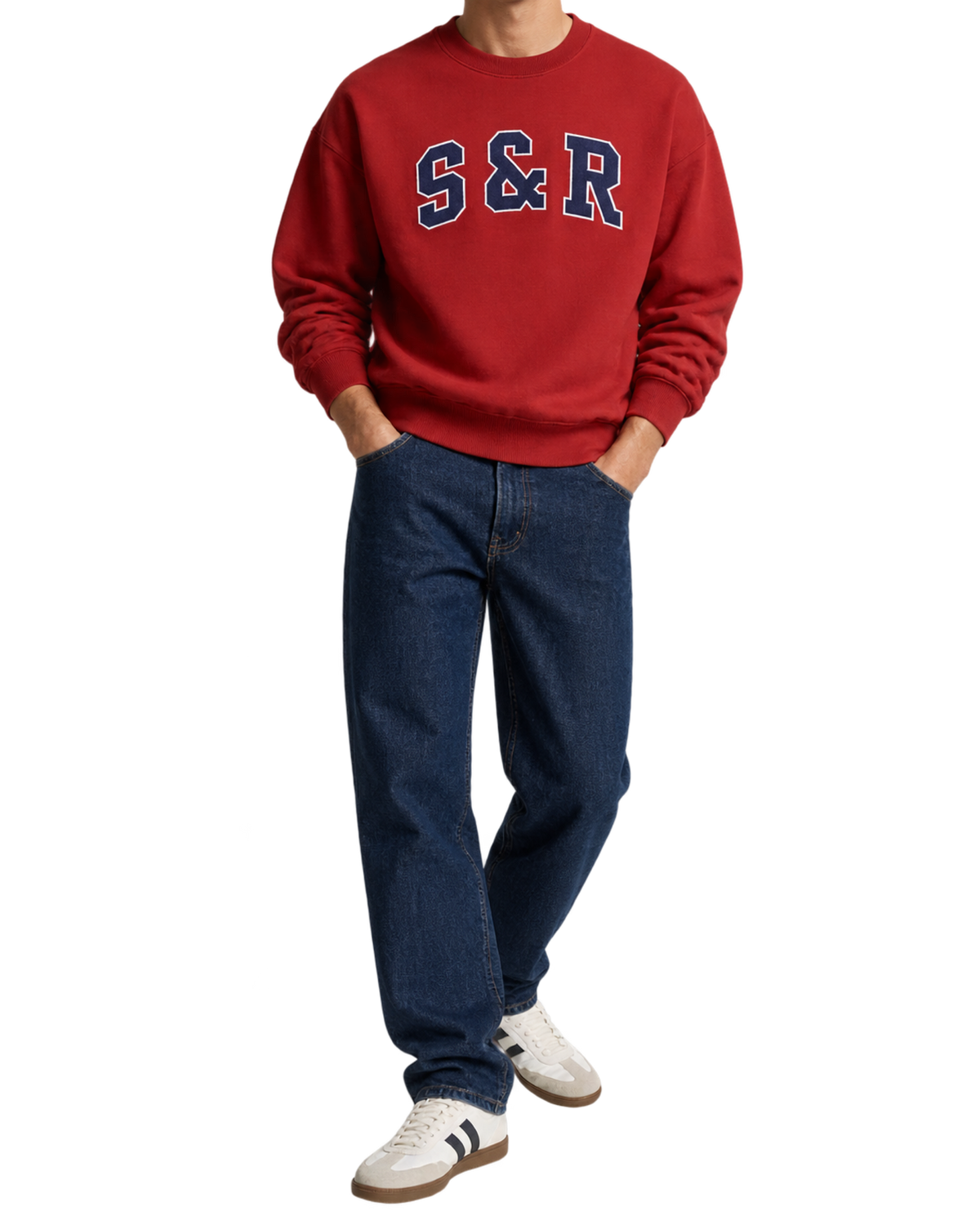 S&R Ivy Crewneck - Ruby/Navy