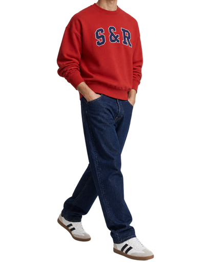 S&R Ivy Crewneck - Ruby/Navy