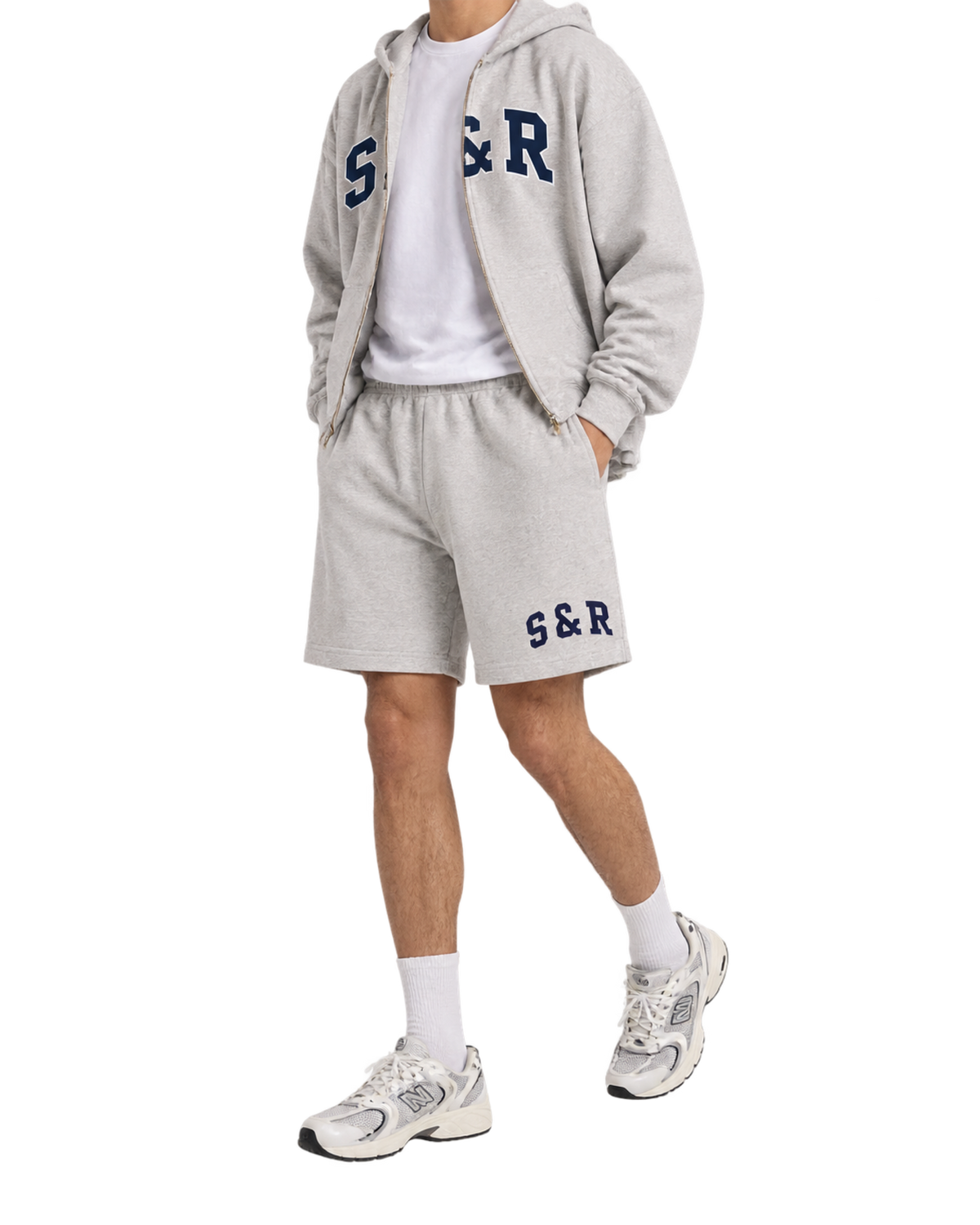 S&R Ivy Gym Short - Heather Gray/Navy